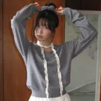 SCRUNCHIE SET LETTERING V NECK KNIT GREY