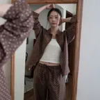 스탠다드 코튼 파자마 세트 - BROWN POLKA DOTS