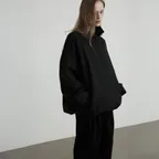 STRUCTURE HIGH NECK COTTON JACKET [BLACK]