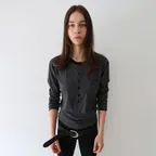 Stripe Henley T-shirts_Black