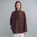 linear high neck jacket (suede brown)