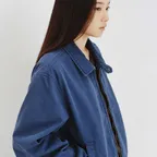 Washed Cotton Blouson Jacket (Blue)