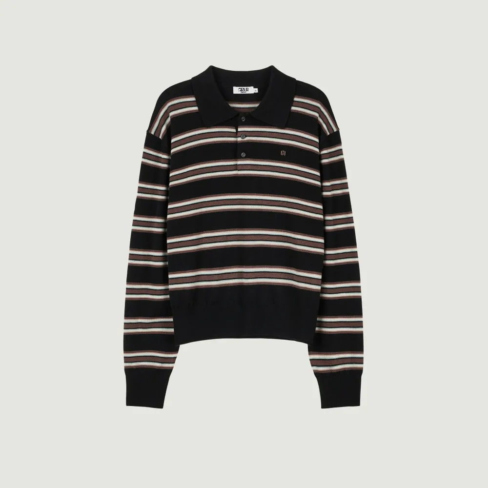 [29CM 단독] 26FW TESSA STRIPE COLLAR KNIT (BLACK)