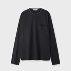 Bumpy Slub Double Neck Long Sleeve Black