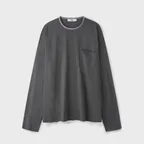 Bumpy Slub Double Neck Long Sleeve Charcoal