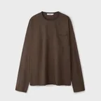 Bumpy Slub Double Neck Long Sleeve Brown
