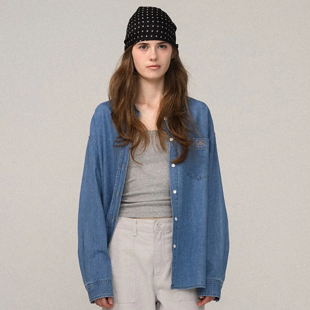 Grael Oversized Pocket Denim Shirt_Blue