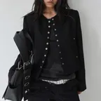 [6차 리오더] TWEED SNAP CROP JACKET-BLACK