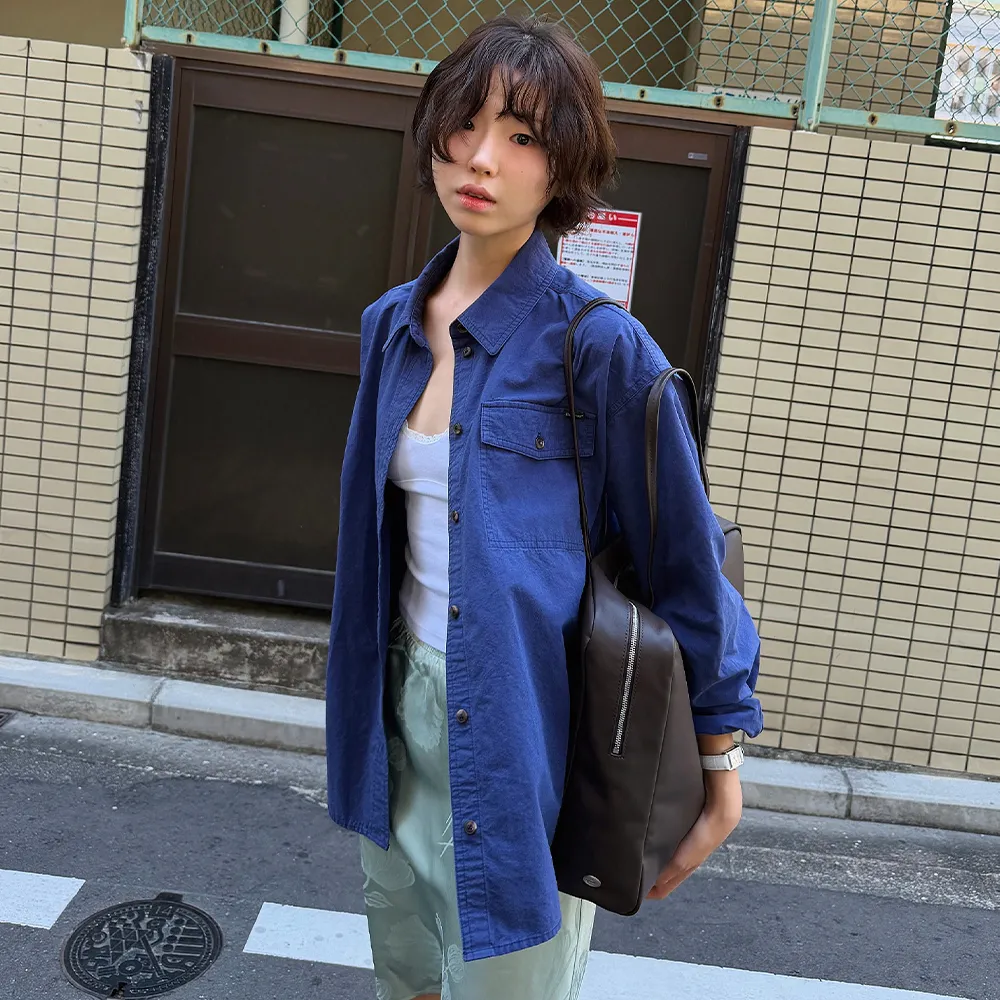 [지민 PICK] Loven Washed Cotton Shirt Jacket_Vintage Blue