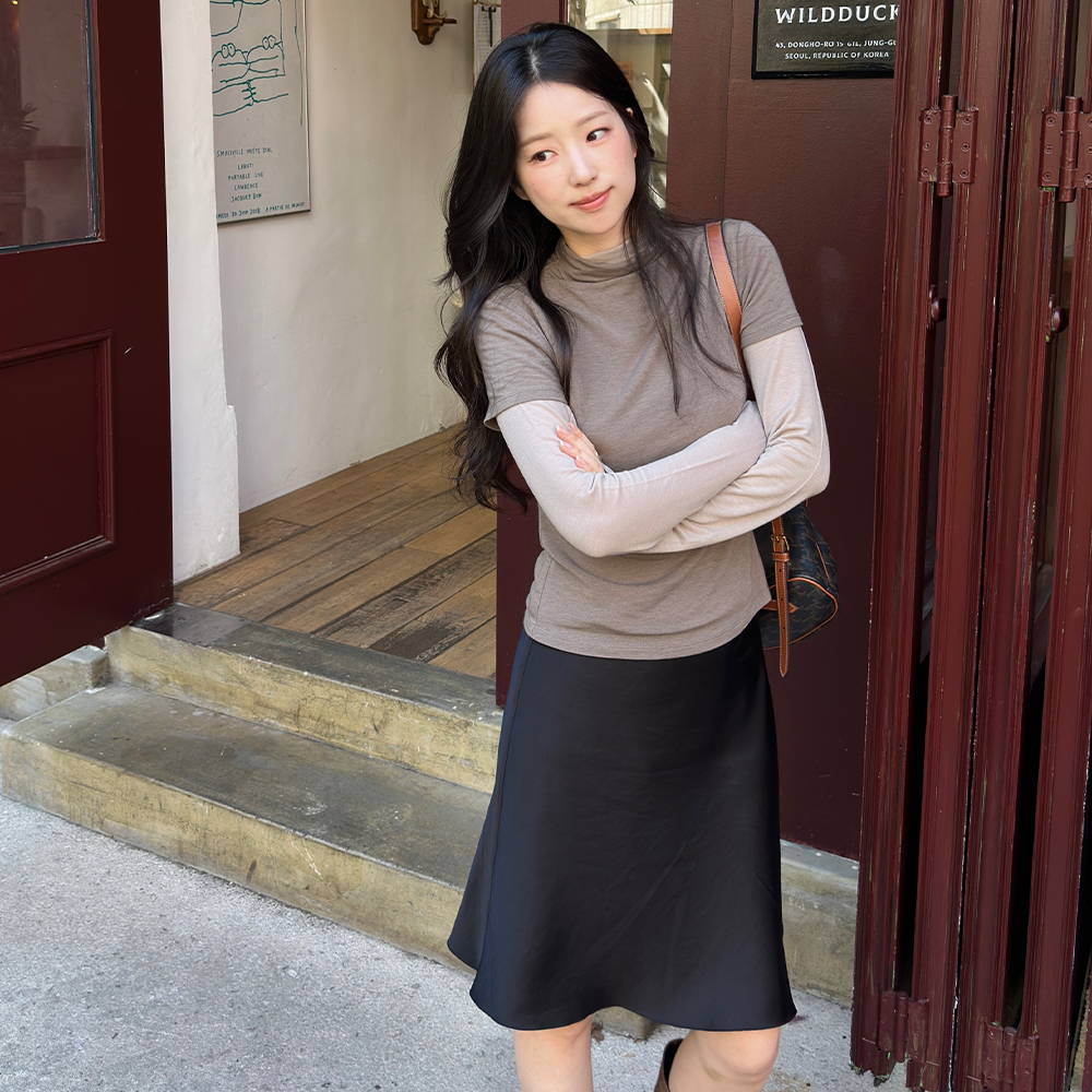 Wool Tencel Mock-Neck T-Shirt_Mocha