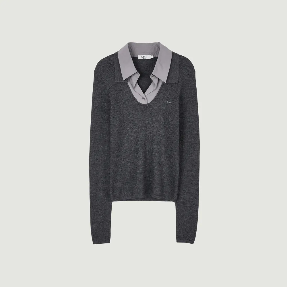[29CM 단독] LEONIE LAYERED COLLAR KNIT (CHARCOAL)