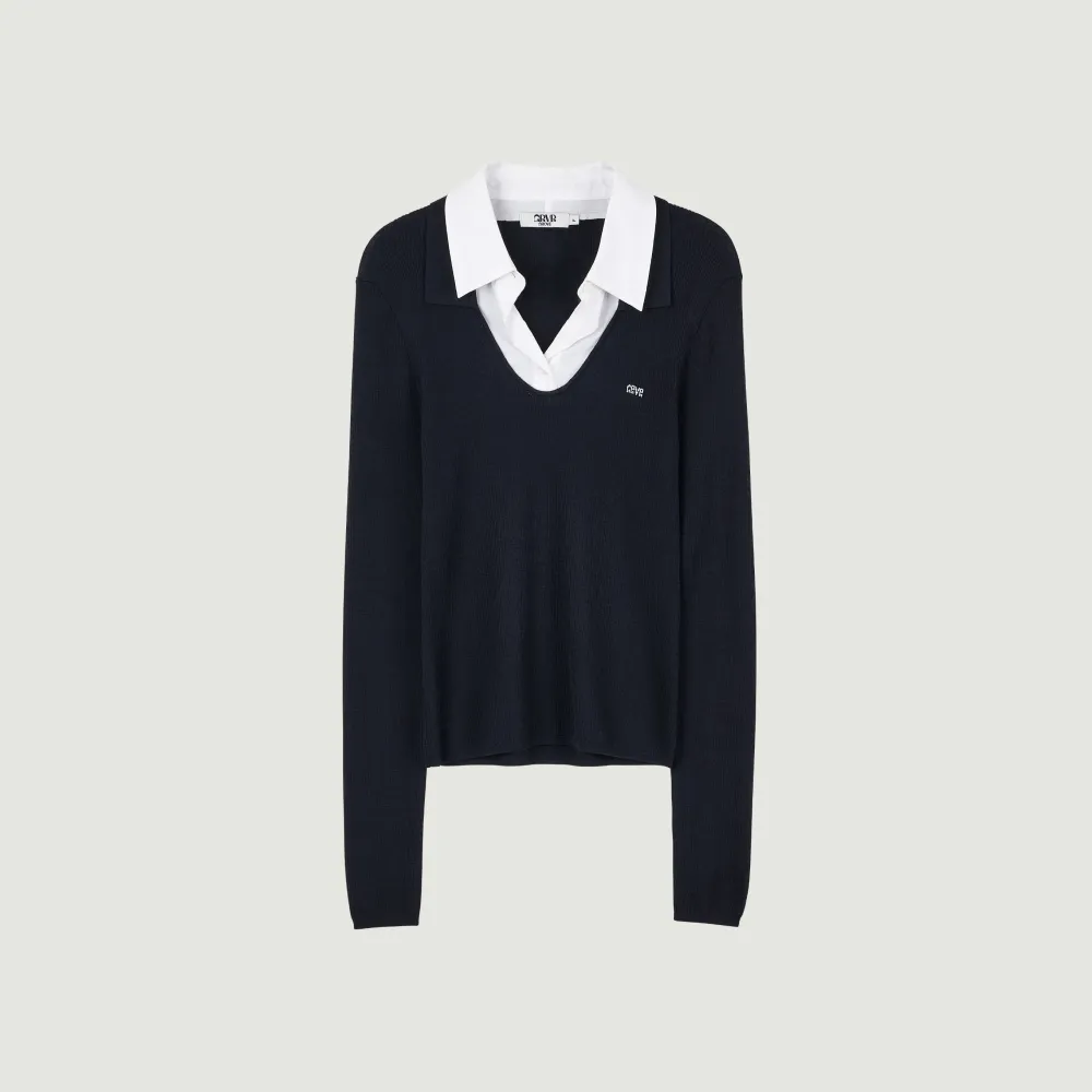[29CM 단독] LEONIE LAYERED COLLAR KNIT (NAVY)