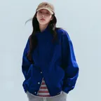 Washed High Neck Jacket_BLUE