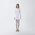 SMOCKED COLLAR MINI DRESS (WHITE)