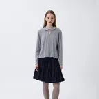 EYELET JERSEY TOP (GREY)