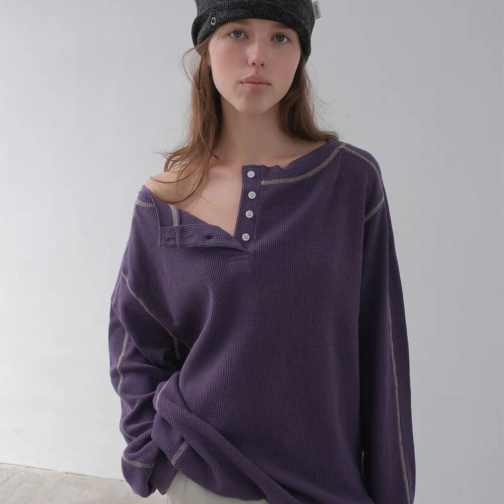 WAFFLE SWEATSHIRT GRAPE