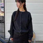 [네세서리 X 솔비] Wool Roll Detail Cardigan (Charcoal)