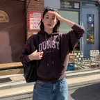 UNISEX ARCH LOGO HOODIE BROWN_UDTS6C111W2
