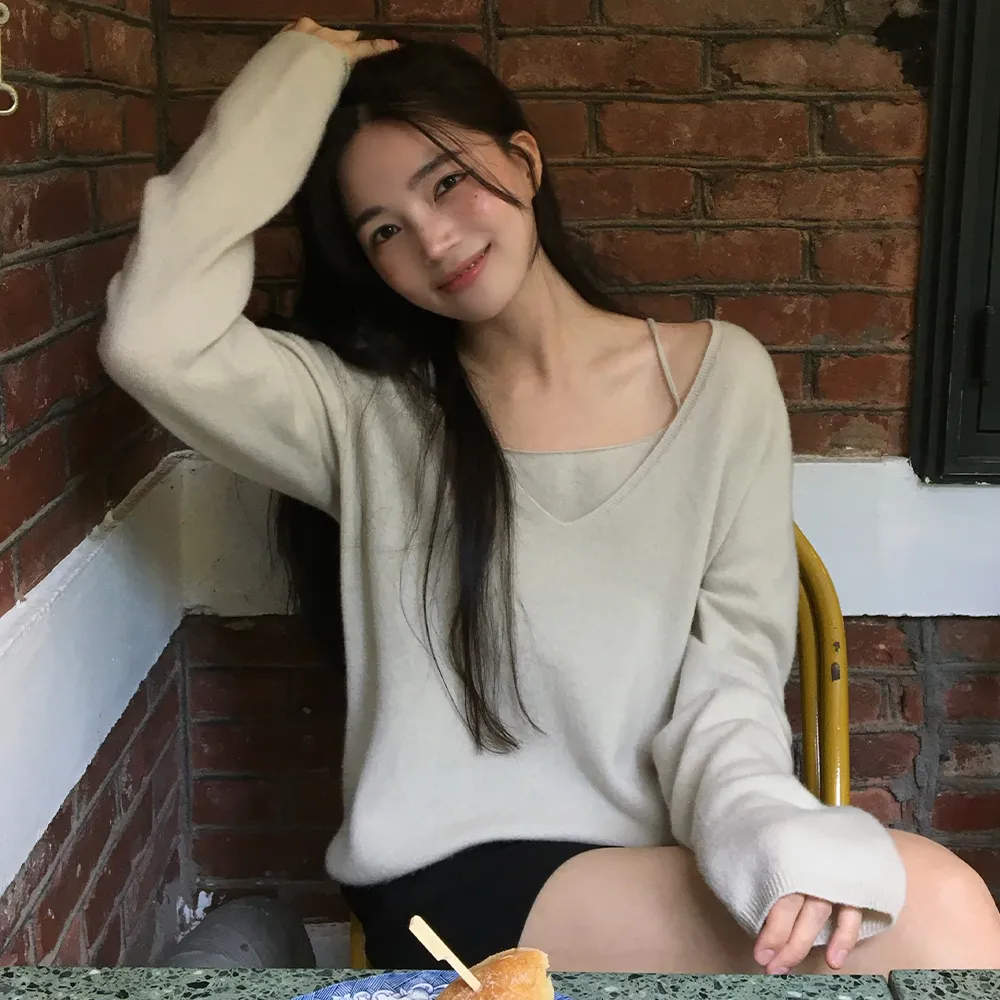 [여울 Pick]Wool cashmere V neck knit set [TIFA05SW05]_Mint
