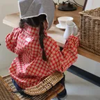 체크 아노락 - 레드