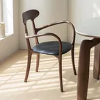 오크빌 리코 호두원목 월넛 가죽 팔걸이 의자