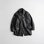 DISTRESSED LAMBSKIN NAVAL PEA COAT black