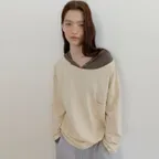 PATCHED POCKET OFF SHOULDER T [ BUTTER ]