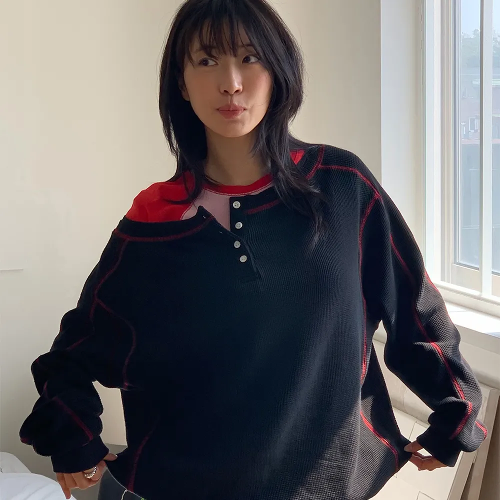 WAFFLE SWEATSHIRT BLACK