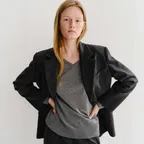 LOE WOOL SINGLE JACKET (CHARCOAL STRIPE)