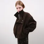 Faux Leather Suede Jacket (Brown)