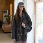 Cotton washing half field jacket_Charcoal