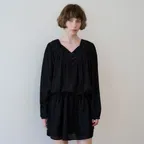 Button strap tiered mini dress_Black