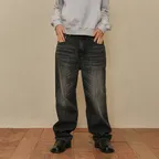 PETER WASHED DENIM PANTS - BLACK