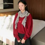[홍보현 착용] LUA ROUND SLEEVE CARDIGAN (RED)