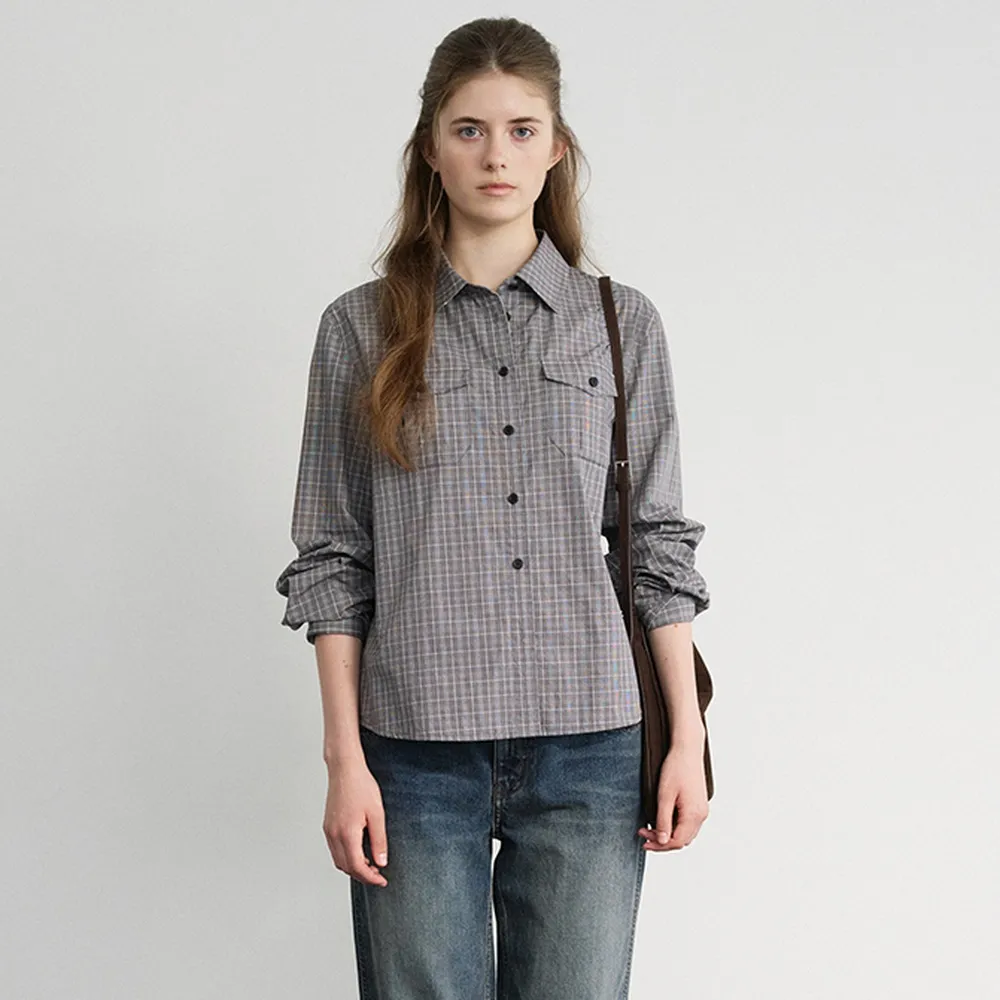 Fray Check Pocket Shirt_Grey