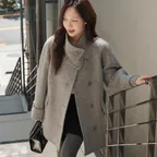 [29EDITION X 꼬민지] 알파카 하이넥 하프 코트 그레이