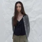 [2nd] Basic alpaca cardigan - charcoal