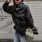 AUTHENTIC TRENCH LEATHER JACKET (BLACK)