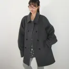 COLLAR RIBBON POCKET HALF COAT CHARCOAL