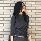 Bouquet Drape Tee-Charcoal
