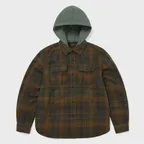 GD Lightning Bear Hooded Plaid Shirt Olive