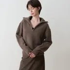 Vintage Wool Half-zip Knit Brown