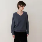 Raccoon Fox Raglan V-neck Knit Midnight Blue