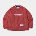 [CHAMPION x DIMITO] SPORT V-NECK SNAP PULLOVER STRIPE RED