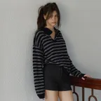 Larry stripe wool knit_navy
