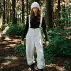 Fleece Zip Overall Pants (Stone Beige)