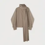 COTTON SCARF BLOUSE (LIGHT TAUPE)