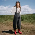 Fleece Zip Overall Pants (Charcoal)