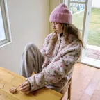 A FLOWER FLEECE JUMPER_BEIGE