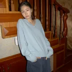 Dove Henley V Knit_Powder Blue